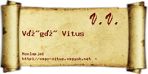 Vágó Vitus névjegykártya
